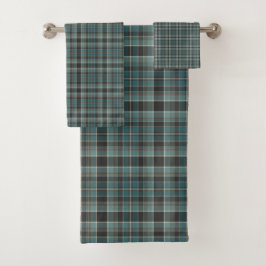 Tartan-kariertes Blau, Schwarzes u. Brown-Nr. 58 Badhandtuch Set