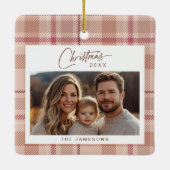 Tartan Kariertes Foto Weihnachten Keramikornament (Rückseite)