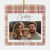 Tartan Kariertes Foto Weihnachten Keramikornament (Vorderseite)