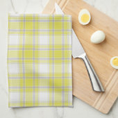 Tartan-kariertes Gelb-, Graues u. Weiß-Nr. 63 Geschirrtuch (Viertel Falte)