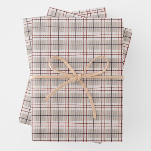 Tartan Kariertes Handgezeichnetes Beige Streifen M Geschenkpapier Set (Beispiel)