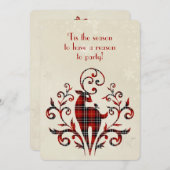 Tartan Kariertes Hirsch über Snowflake Design Einladung (Vorne/Hinten)