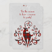 Tartan Kariertes Hirsch über Snowflake Design Einladung (Vorne/Hinten)