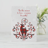 Tartan Kariertes Hirsch über Snowflake Design Einladung (Stehend Vorderseite)