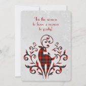Tartan Kariertes Hirsch über Snowflake Design Einladung (Vorderseite)