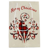 Tartan Kariertes Hirsch über Snowflake Design Mittlere Geschenktüte (Vorderseite)