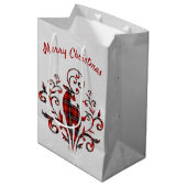 Tartan Kariertes Hirsch über Snowflake Design Mittlere Geschenktüte (Vorderseite Schrägansicht)