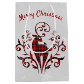 Tartan Kariertes Hirsch über Snowflake Design Mittlere Geschenktüte (Vorderseite)