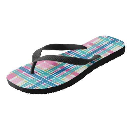 Tartan, kariertes Muster Badesandalen (Schrägansicht)