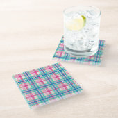 Tartan, kariertes Muster Glasuntersetzer (Schrägansicht)