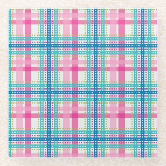 Tartan, kariertes Muster Glasuntersetzer (Vorderseite)