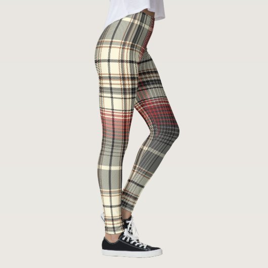 Tartan Kariertes Muster, grau Leggings (Rechts)