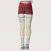 Tartan kariertes rotes Bogen-Muster Leggings (Vorderseite)