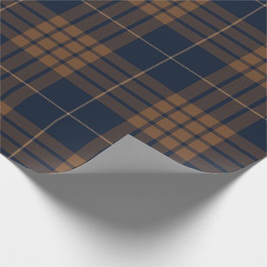 Tartan-kariertes schottisches blaues Brown-Muster Geschenkpapier (Ecke)