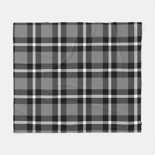 Tartan-kariertes Schwarz-, Graues u. Weiß-Nr. 48 Fleecedecke (Vorderseite (Horizontal))