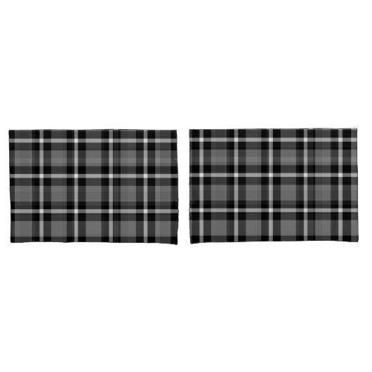 Tartan-kariertes Schwarz-, Graues u. Weiß-Nr. 48 Kissenbezug (Vorderseite-Set)