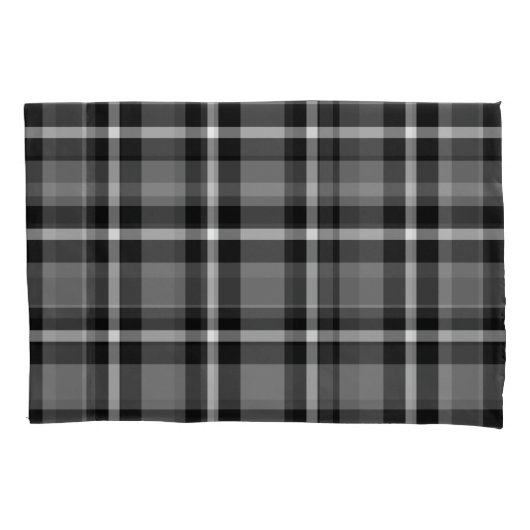 Tartan-kariertes Schwarz-, Graues u. Weiß-Nr. 48 Kissenbezug (Vorderseite-Links)
