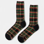 Tartan kariertes, schwarz-grün-gelbes rustikales M Socken (Linkes Detail)