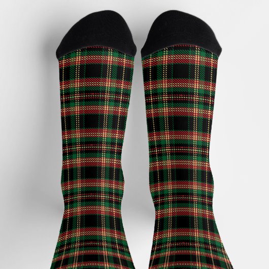 Tartan kariertes, schwarz-grün-gelbes rustikales M Socken (Oben)