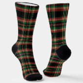Tartan kariertes, schwarz-grün-gelbes rustikales M Socken (Gewinkelt)