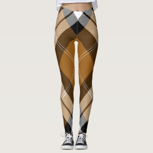 Tartan-kariertes Trendy gelbes Schwarz-weißes Leggings