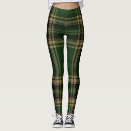 Tartan-kariertes Trendy grünes schwarzes Leggings
