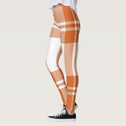 Tartan-kariertes Trendy orange Weiß Leggings (Links)