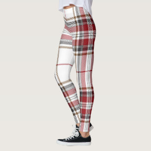 Tartan-kariertes Trendy rotes und weißes Muster Leggings