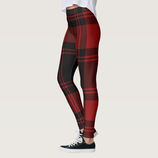 Tartan-kariertes Trendy schottisches schwarzes Rot Leggings (Links)