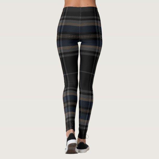 Tartan-kariertes Trendy schwarzes Blau Leggings (Rückseite)