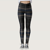 Tartan-kariertes Trendy schwarzes Blau Leggings (Vorderseite)