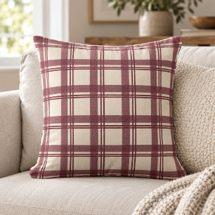 Tartan Karo Burgunder Creme Kissen