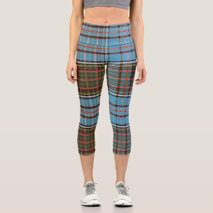 Tartan Karo Clan Anderson Türkis Capri Leggings
