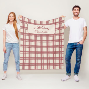 Tartan Karo Creme Rot Schleife Weihnachten Fleecedecke