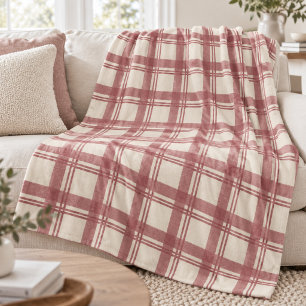 Tartan Karo Creme Staubrot Fleecedecke