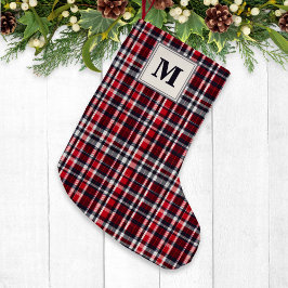 Tartan Karo Gemustert Stilvoll Mit Monogramm Kleiner Weihnachtsstrumpf