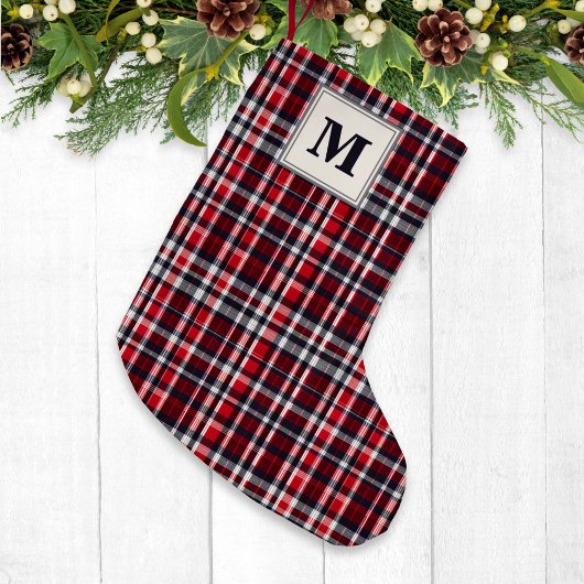 Tartan Karo Gemustert Stilvoll Mit Monogramm Kleiner Weihnachtsstrumpf