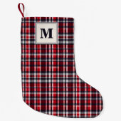 Tartan Karo Gemustert Stilvoll Mit Monogramm Kleiner Weihnachtsstrumpf (Vorderseite)