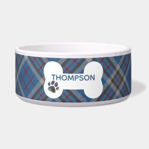 Tartan Karo Grau Blau Kariert Clan Thompson Hund Napf
