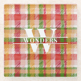 Tartan Karo individuell monogrammierte Hochzeitsve Glasuntersetzer