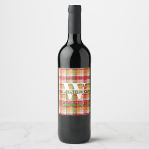 Tartan-Karo individuelles Monogramm Event-Thema Weinetikett