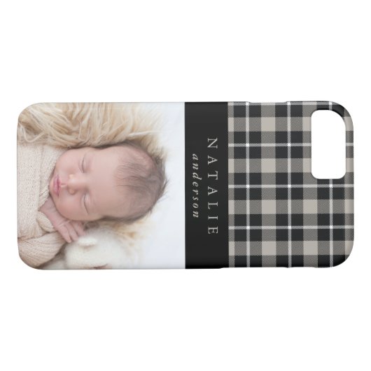 Tartan Karo personalisierter Foto Winter Case-Mate iPhone Hülle (Rückseite (Horizontal))