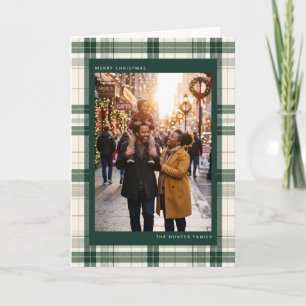 Tartan-Karo-Rahmen Frohe Weihnachten Familienfoto