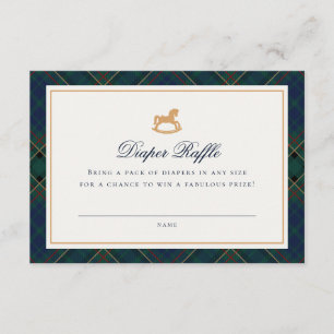 Tartan-Karo-Schaukelpferd-Windel-Raffle-Karte Begleitkarte