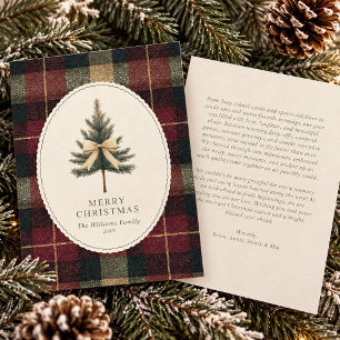 Tartan Karo Weihnachtsbaum Familien-Newsletter Feiertagskarte