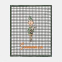 Tartan-Karo-Weihnachtself Reindeer grau weiß Name