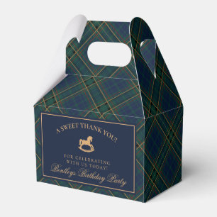 Tartan-Karo-Wippe-Holzpferd-Geburtstags-Geschenkbo Geschenkschachtel