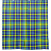 Tartan Karos Blaugelbes, Kariertes Muster Duschvorhang (Vorderseite)