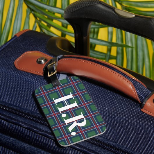 Tartan-Karree-Muster personalisiert Gepäckanhänger (Vorderseite Insitu 1)