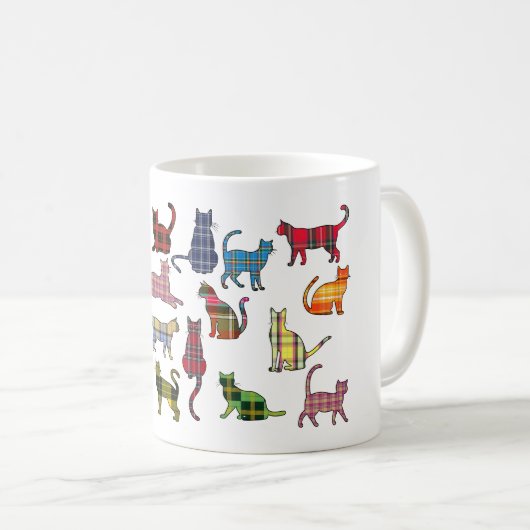Tartan-Katzen Kaffeetasse (VorderseiteRechts)